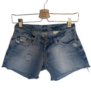LUCKY BRAND Low Rise Frayed Acid Washed Distressed Cutoff Denim Jean Shorts